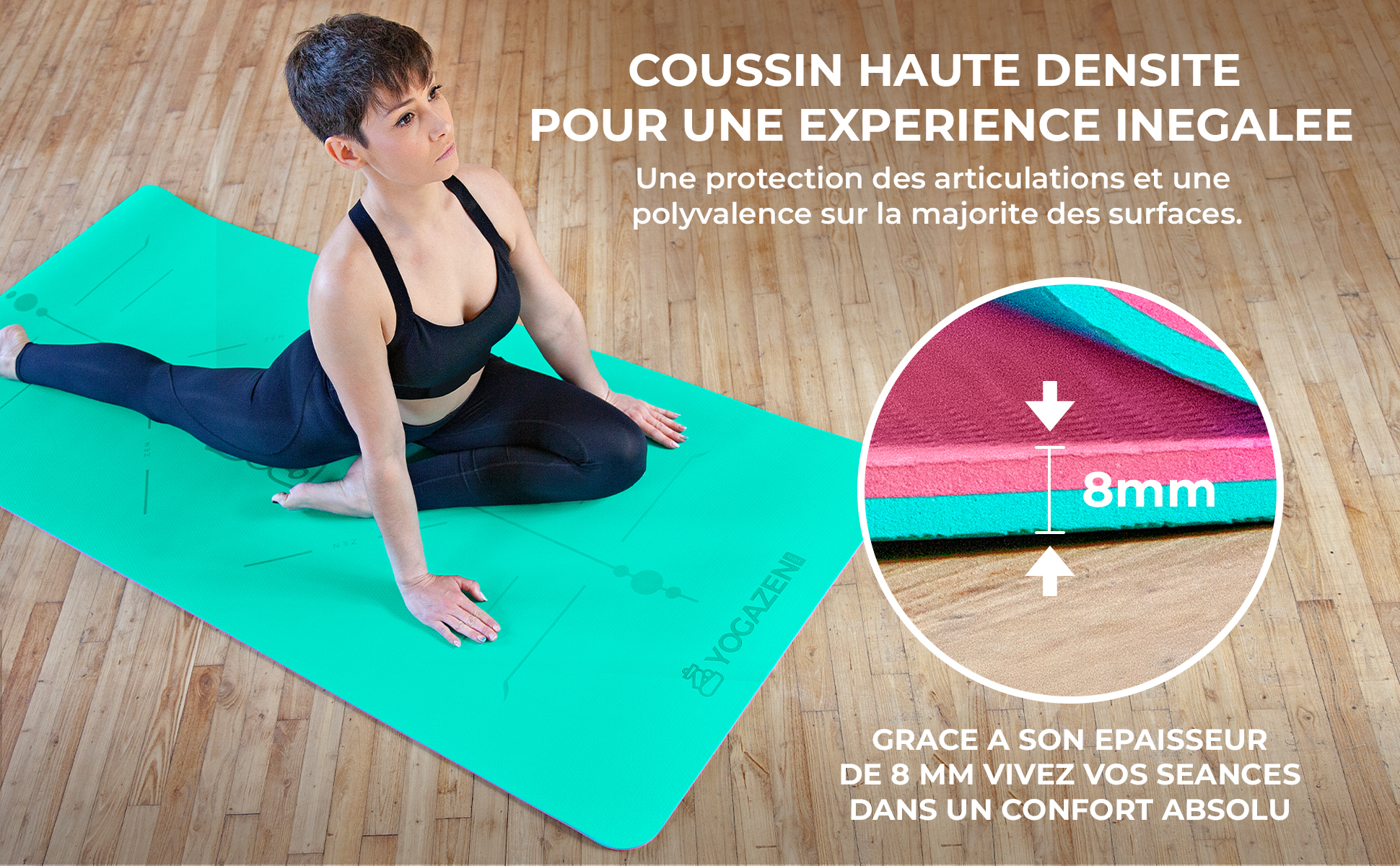 Tapis de Yoga et Fitness, Extra Epais 10 mm / 15 mm, 180 x 60 cm